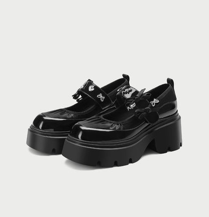 Pjjuu Black Mary jane Small Leather Loafers Shoes  - TRAUMA