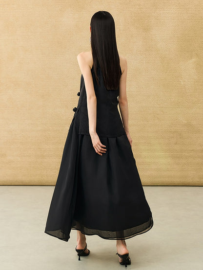 HECO Chinese Handmade Rose Fake Two-Piece Dress  - WORK.