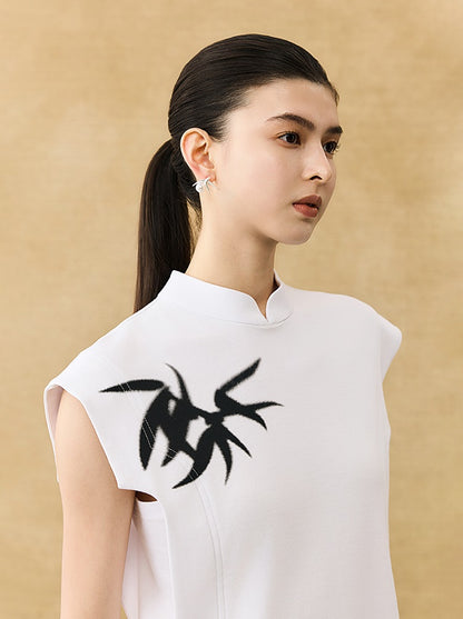 HECO Chinese Bamboo Leaf Print Short Sleeve T-Shirt - CHASE.