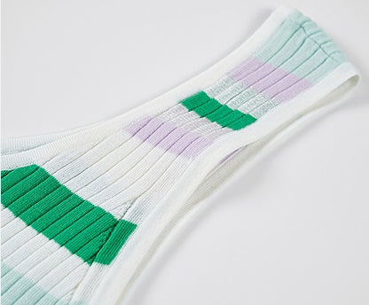 COMME MOI  summer colorful striped skinny wool knit vest top - HAZEL.