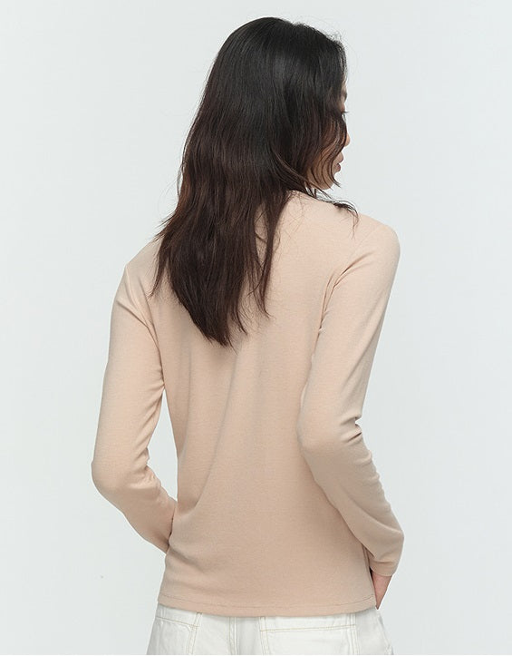 COMME MOI Lu Yan designer new women's Henry collar base shirt slim T-shirt - BLESSED.