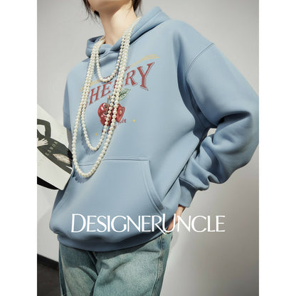 DGU×LAB "Skyland" blue new hooded loose lazy style printed sweatshirt - FATHER