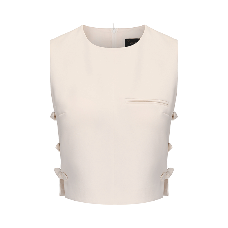 ATELIER MISS LU Rabbit Ears Ribbon Side Cut-out Sleeveless Top - KNOW.