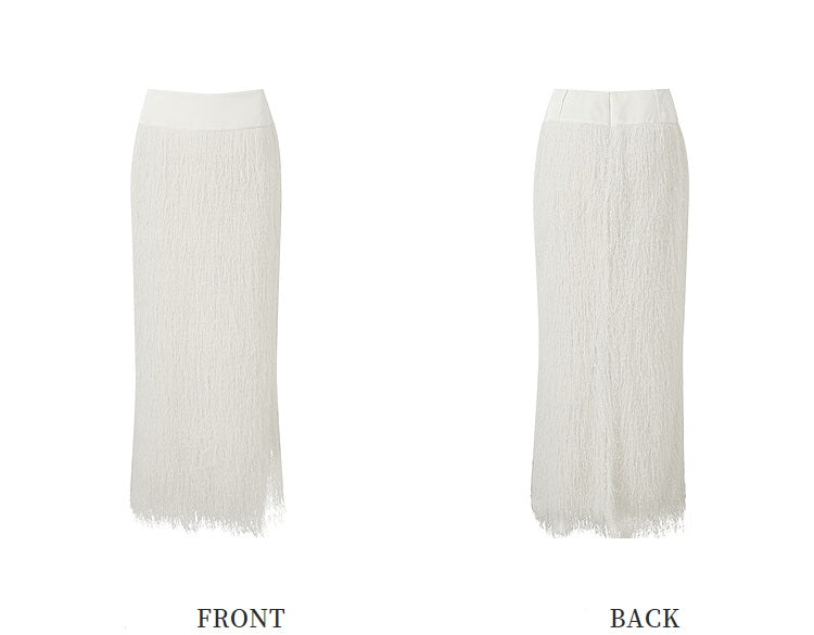 ZHUCHONGYUN  snow-white fringe loose straight long skirt-SOUH.