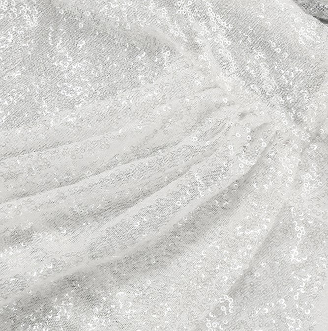 DOLLY Elegant White Crew Neck Long Sleeve Short Sequin Sexy Birthday Dress-LAYLA