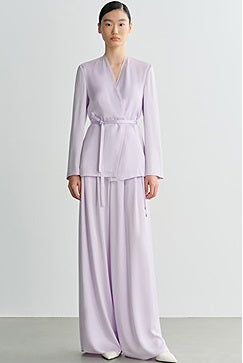 COMME MOI  Double-Sided Satin Lace-up Purple Straight top - NORA.