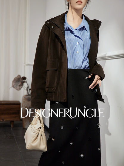 DGU|Dark Coffee Top Women's Autumn New High-end Retro Loose Slimming Versatile Casual Top - STICK ?