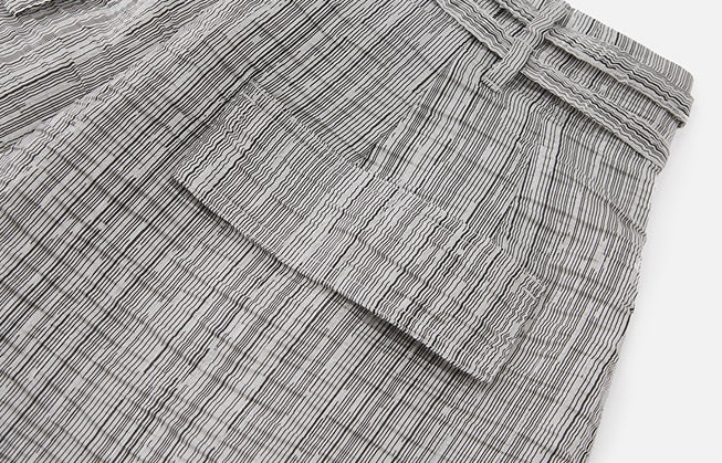 ZHUCHONGYUN Summer Silver Striped Pleated Airy Bloomer Pants--CELTY