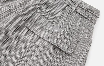 ZHUCHONGYUN Summer Silver Striped Pleated Airy Bloomer Pants--CELTY