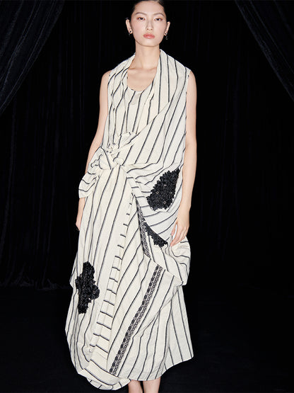 M essential Mackay designer yarn-dyed paismi embroidered knot top skirt set  - Zen.