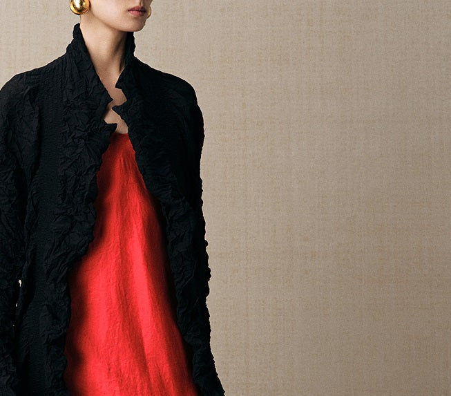 ZHUCHONGYUN light wrinkle buttoned black jacket-ROU.