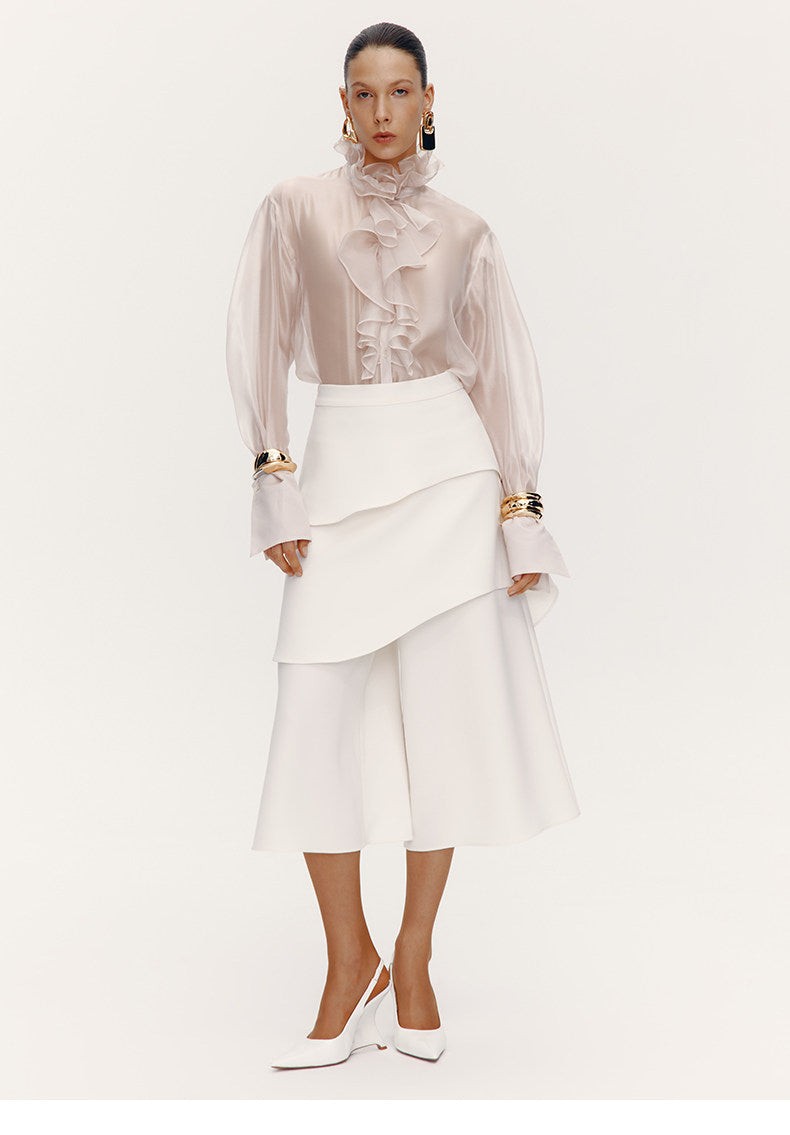 ATELIER MISS LU Fall/Winter Multi-layered Cut Splicing Cropped Culottes - SURREN