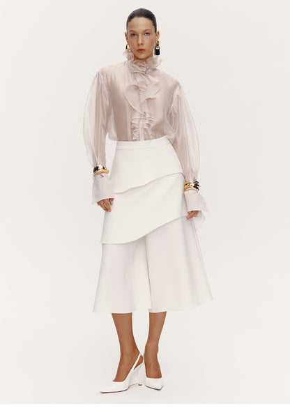 ATELIER MISS LU Fall/Winter Multi-layered Cut Splicing Cropped Culottes - SURREN