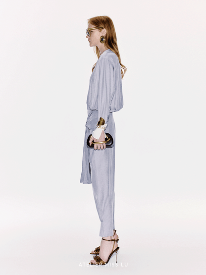 ATELIER MISS LU  Ring Stitch Flying Disc Design Acetate Jumpsuit - ANDREA.