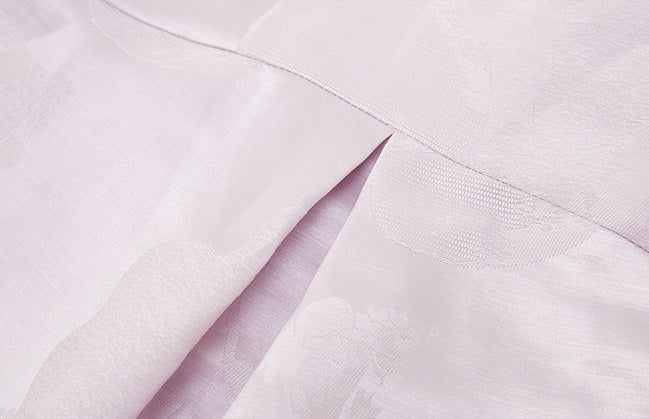 ZHUCHONGYUN pink glossy top and pleated skirt outfit set-GRAY.