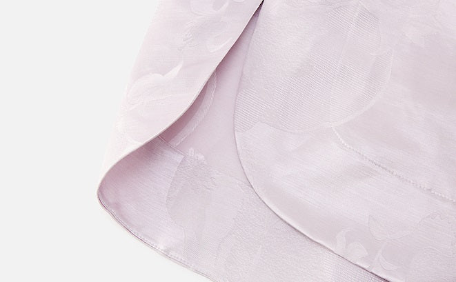 ZHUCHONGYUN pink glossy top and pleated skirt outfit set-GRAY.