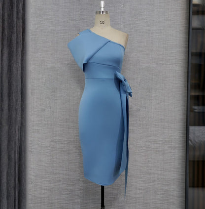 DOLLY Elegant French Style Slant Collar Sleeveless High Waist Midi Dress-QUINNE