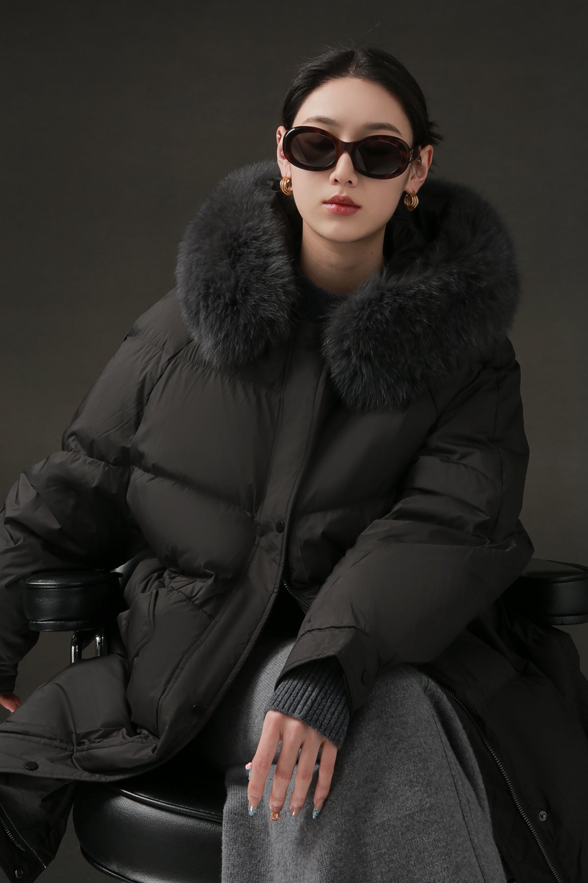 PIAOIN Korean Edition Casual Long Down Thickened Hooded Coat Versatile Jacket-TIA