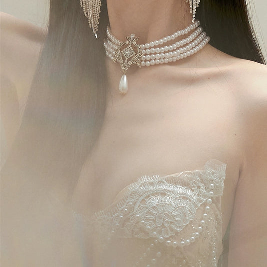 DOLLY Elegant Retro French Style White/Black Pearl Necklace-ADA  (V)