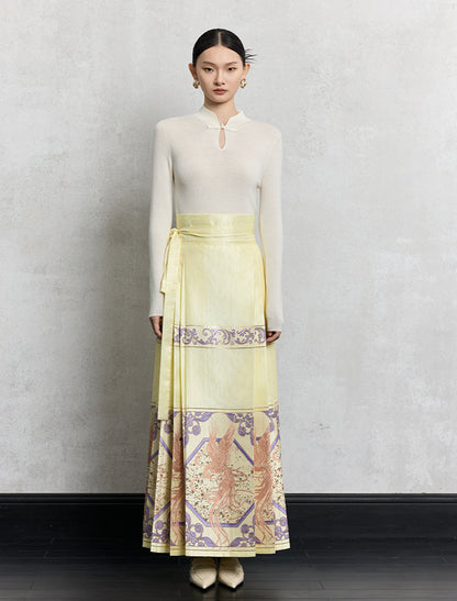 HECO Plain Worsted Wool Cheongsam Collar Buckle Knitwear - close.