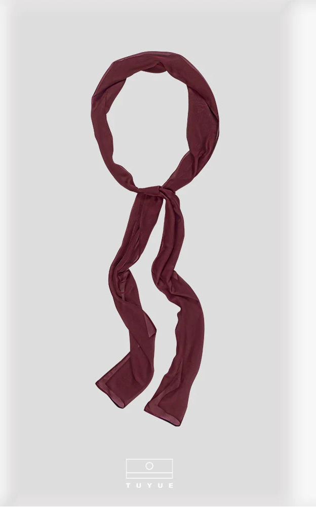 TUYUE Burgundy silk long silk scarf- BRUNO.