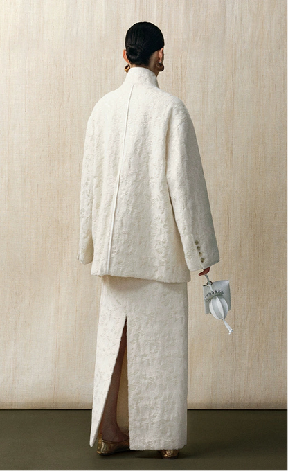 ZHUCHONGYUN white floral print large pocket loose jacket-LANA.