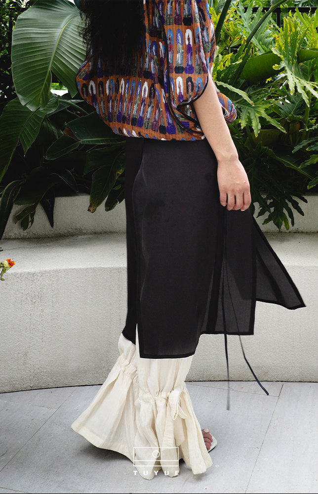 TUYUE Ivory elastic waist drawstring foot bloomers pants - MABEL.