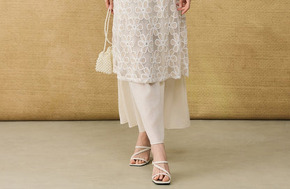 HECO Chinese style two pieces embroidered mesh spliced long dress - MAGIC.