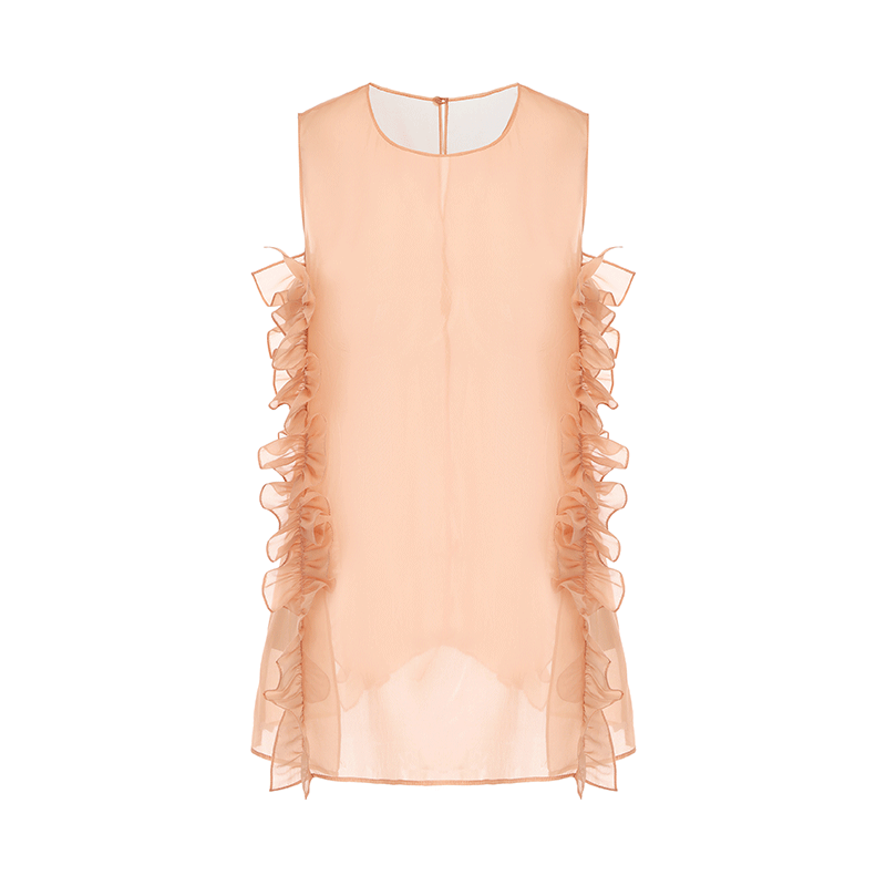 ATELIER MISS LU Three-dimensional Pressed Lace Design Sheer Top - TESSY