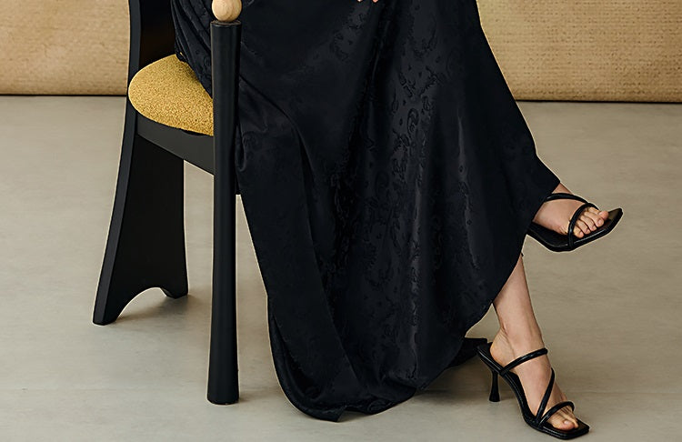 HECO Chinese Jacquard Halterneck Slip Dress  - KNO .