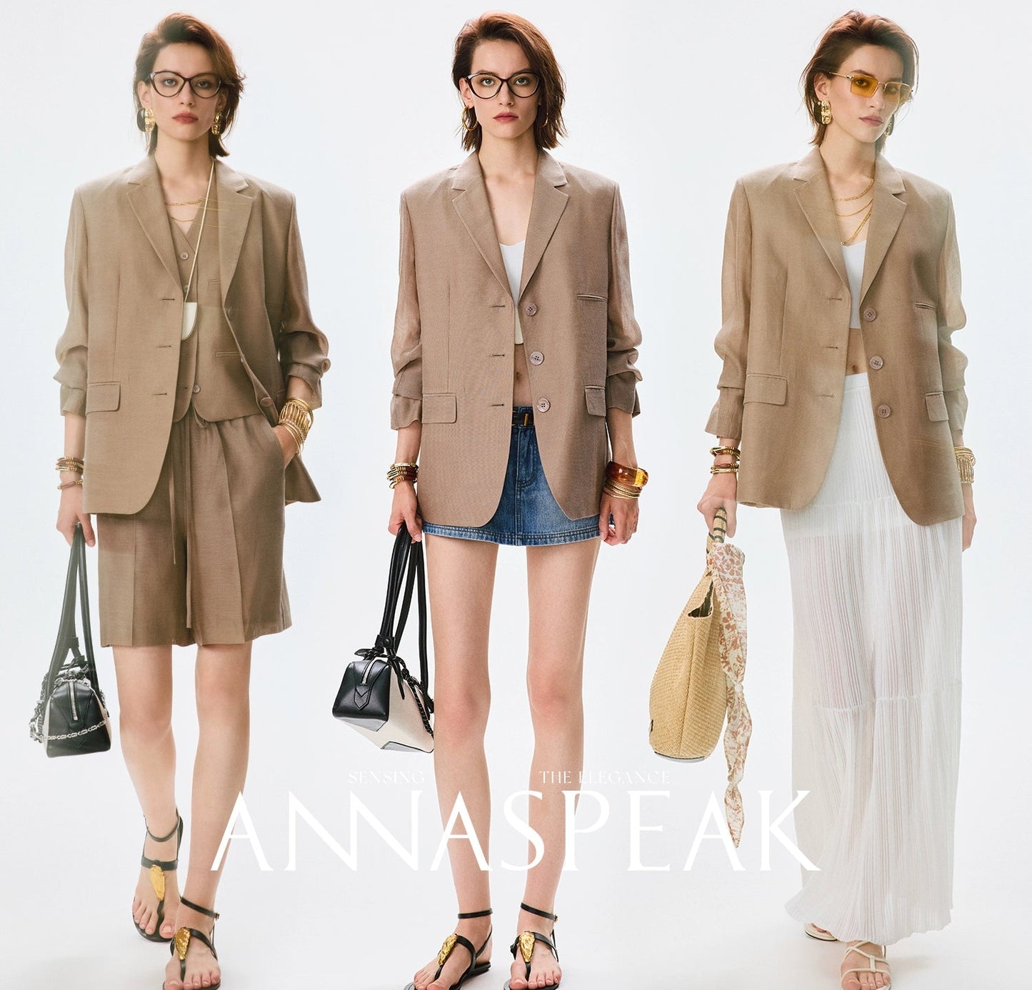 ANNASPEAK  mulberry silk cool silk haute couture upright suit vest set-ANCHOR.