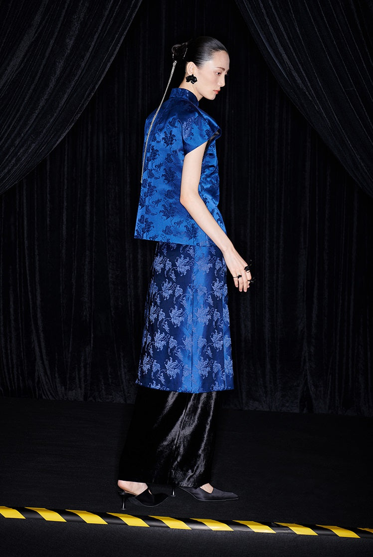 M essential Ma Kai designer Haiqing jacquard gag fish algae pattern nail bead top - CHEN.