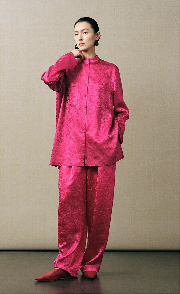 ZHUCHONGYUN oriental Chinese stand-up collar straight silhouette shirt--LOBEL.