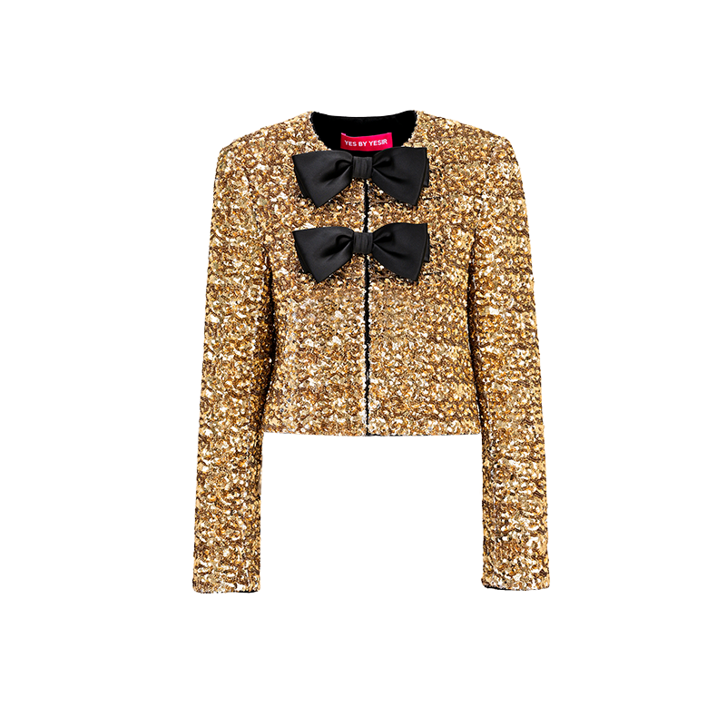 YES BY YESIR  bow decoration loose short skirt suit set - DECO