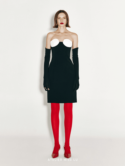 ATELIER MISS LU Abstract Flower Design Slim Fitting Dress - SHANNON.