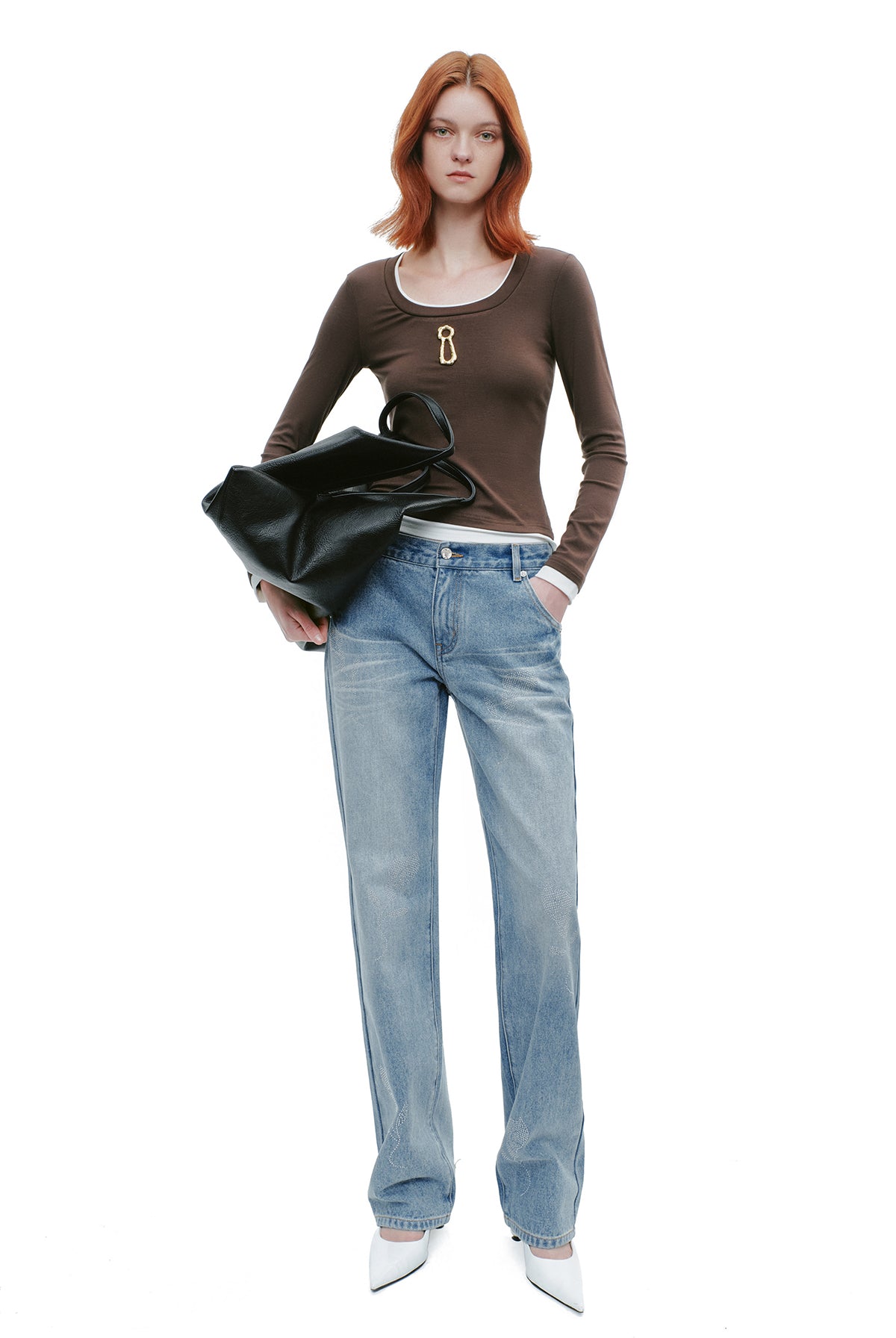 YES BY YESIR round neck slim long-sleeved top - KNIGHTS.