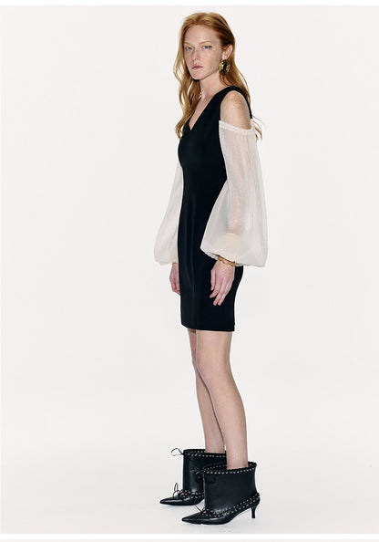 ATELIER MISS LU Off-the-shoulder Sleeve Cinched Waist Dress - CAROLINE