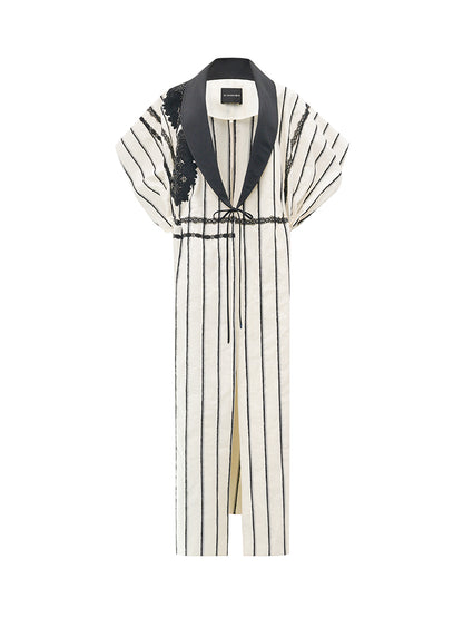 M essential Mackay designer embroidered workshop beaded robe dress pant set - augy.