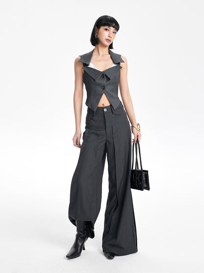 TINYIN heavy work patchwork wide-leg versatile black pants -GASSY