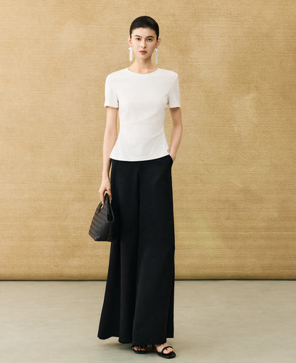 HECO Chinese Style Waist Shirred Knit Slim Stretch Top- STIQE.