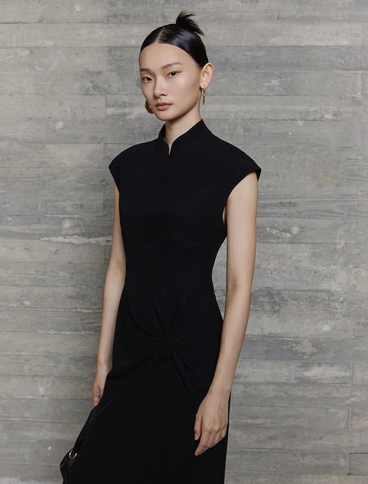 HECO acetate elegant red modified cheongsam dress women - leave.