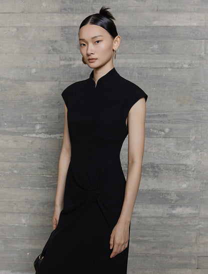 HECO acetate elegant red modified cheongsam dress women - leave.