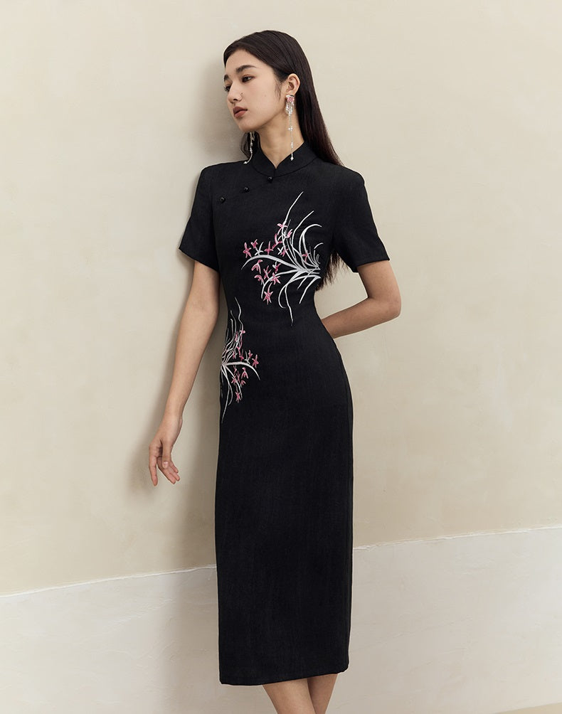 HECO old texture linen midi dress women - dome.