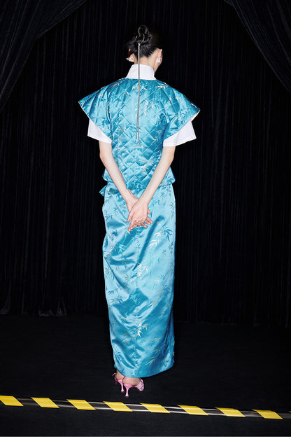 M essential Ma Kai designer golden autumn bamboo nail beads vest - bran.