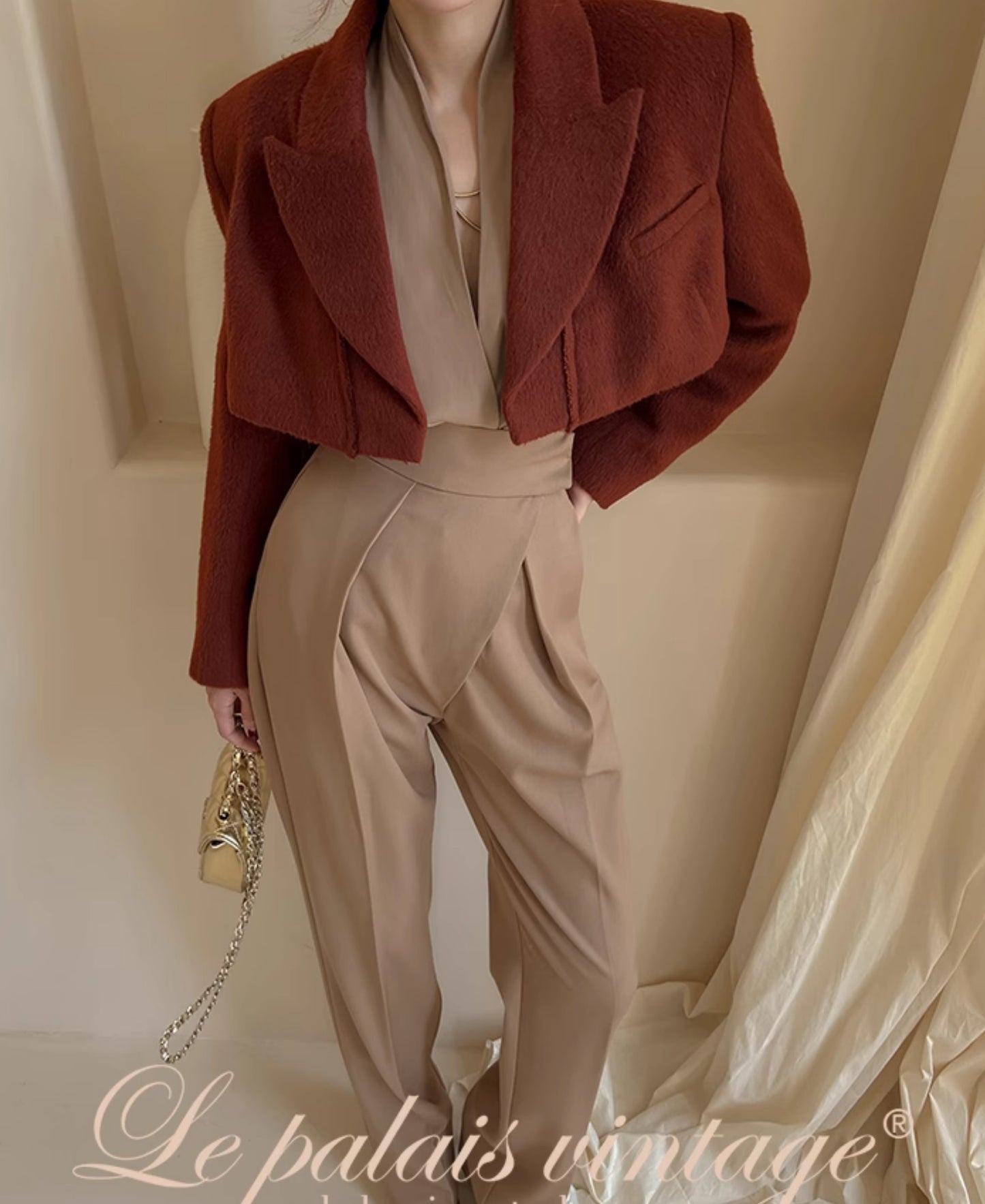 Le palais vintage Merlard style tweed short jacket high-waisted A-line short skirt-LAIR.
