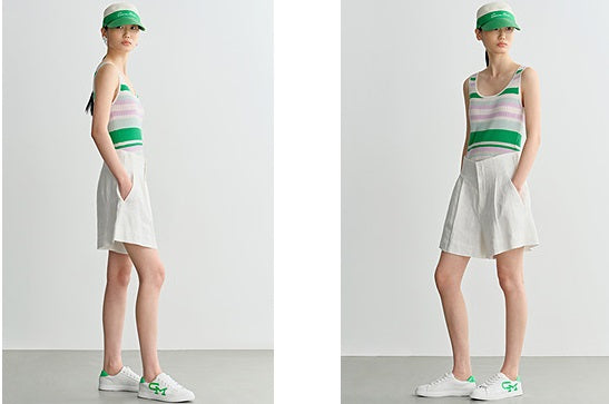 COMME MOI  summer colorful striped skinny wool knit vest top - HAZEL.