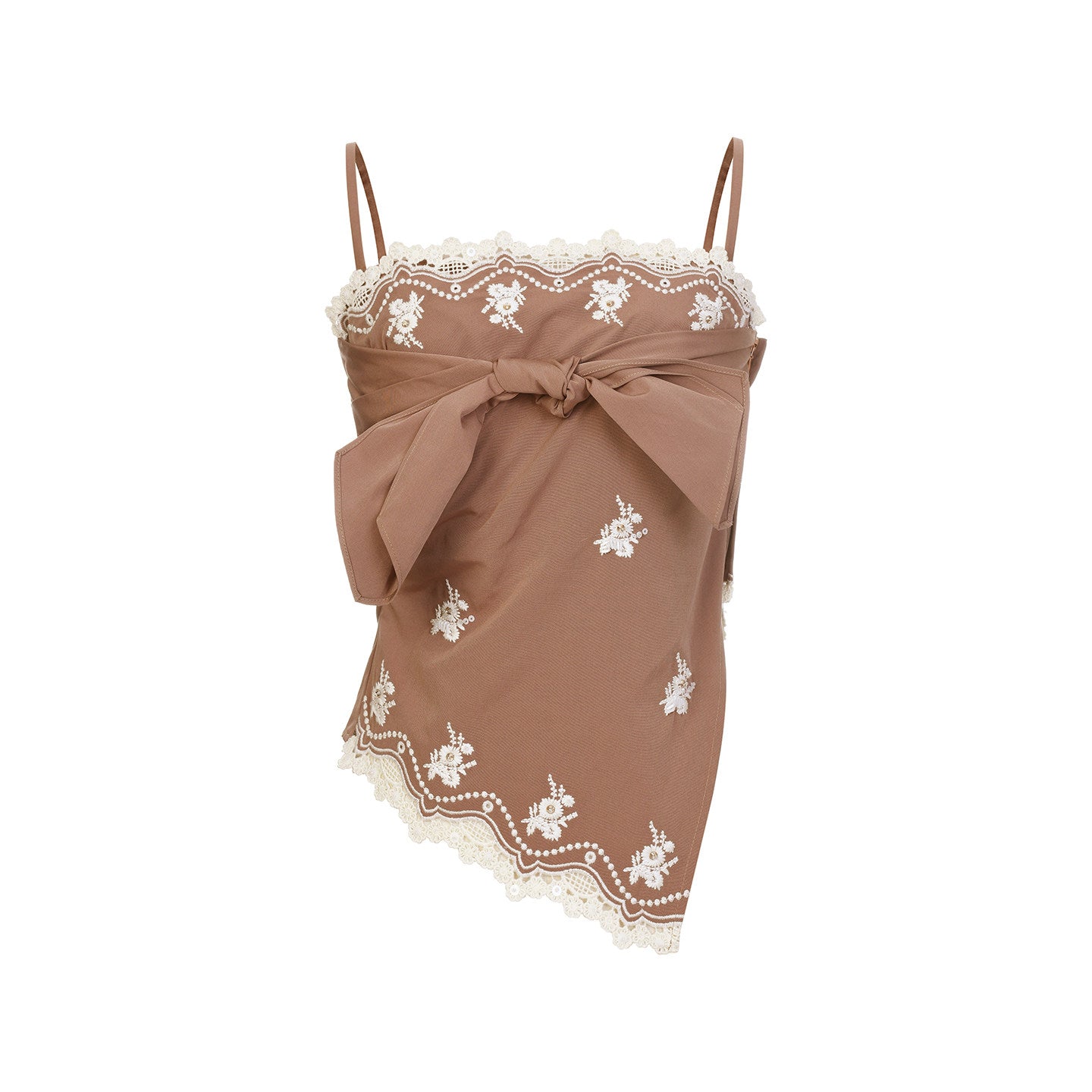FAME flower embroidery nail beads deconstructed suspender top - ASTRID