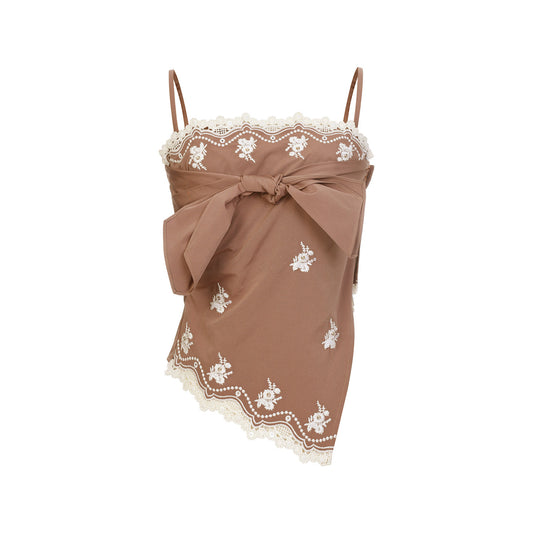 FAME flower embroidery nail beads deconstructed suspender top - ASTRID