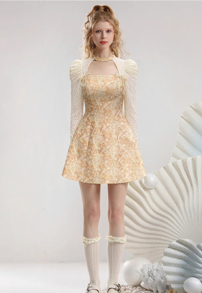 CHECOCRE Stubble new bow decoration waist long sleeve court style dress - WING.