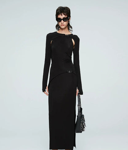 ANNAKIKI Deconstructed Four-pointed Star Split Dress Shoulder Jacket-WEEWKIE